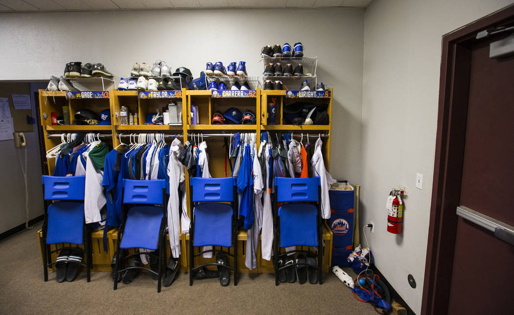 A view of the locker room area in the Las Vegas 51s clubhouse at Cashman Field ahead of the team's move to Summerlin in Las Vegas on Wednesday, Aug. 29, 2018. Chase Stevens Las Vegas Review-Journa ...