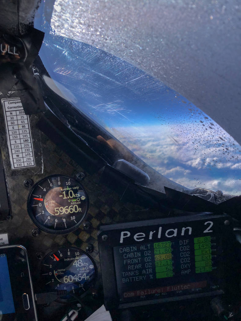 A pilot's eye view from the Perlan 2 glider's cockpit during a flight earlier this year. (Jim Payne)
