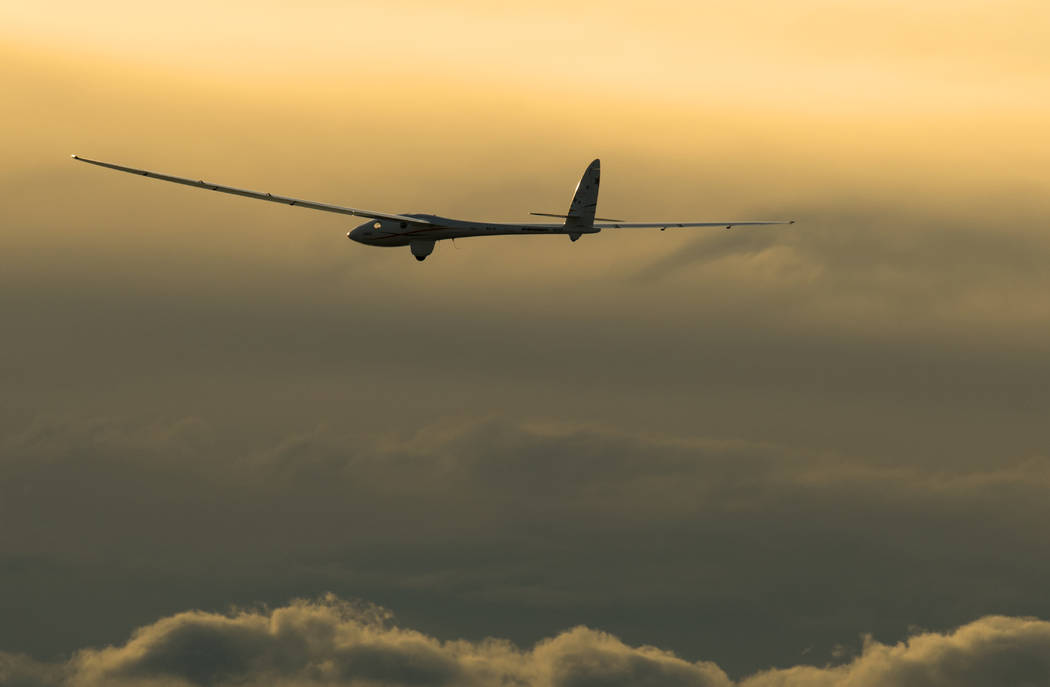 The Perlan 2 sailplane soars above the clouds earlier this year. On Tuesday, the Nevada-based aircraft set an unofficial world altitude record for gliders when it rode air currents above the mount ...