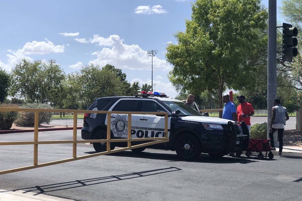 All entrances to Sunset Park are blocked by Las Vegas police as they search for Daniel Theriot, 3, who went missing in the park about 9 a.m. Sunday, Aug. 2, 2018. (Rio Lacanlale/Las Vegas Review-J ...