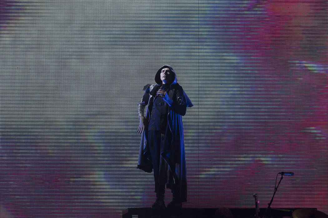 Billy Corgan of the Smashing Pumpkins performs as part of their Shiny And Oh So Bright Tour at the T-Mobile Arena in Las Vegas, Sunday, Sept. 2, 2018. Rachel Aston Las Vegas Review-Journal @rookie ...