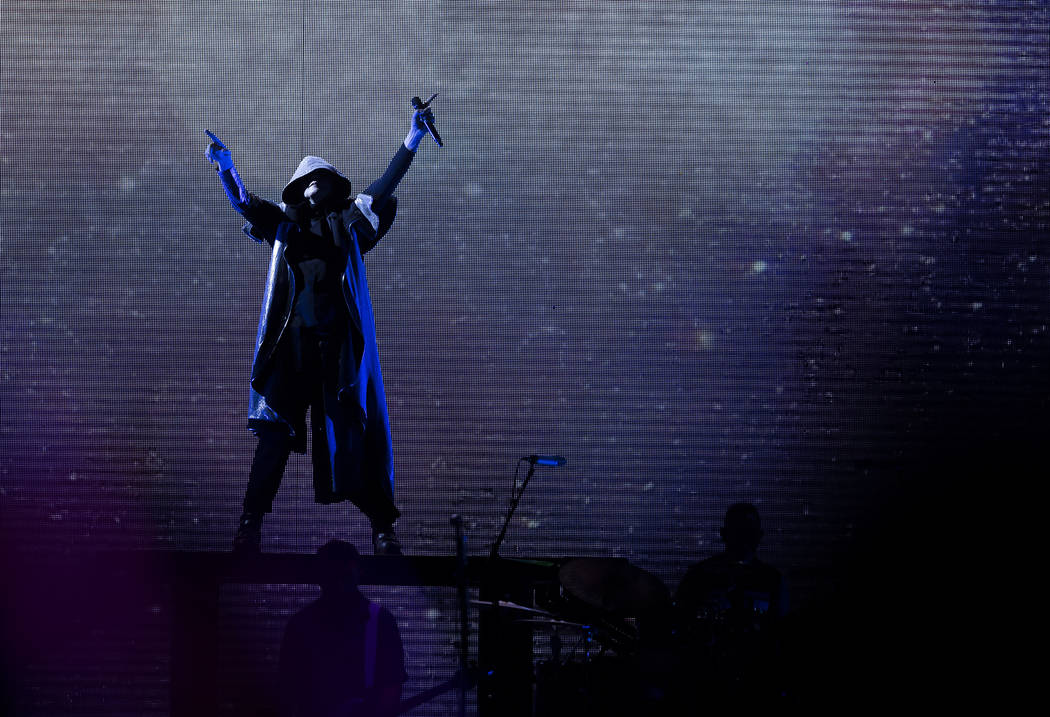 Billy Corgan of the Smashing Pumpkins performs as part of their Shiny And Oh So Bright Tour at the T-Mobile Arena in Las Vegas, Sunday, Sept. 2, 2018. Rachel Aston Las Vegas Review-Journal @rookie ...