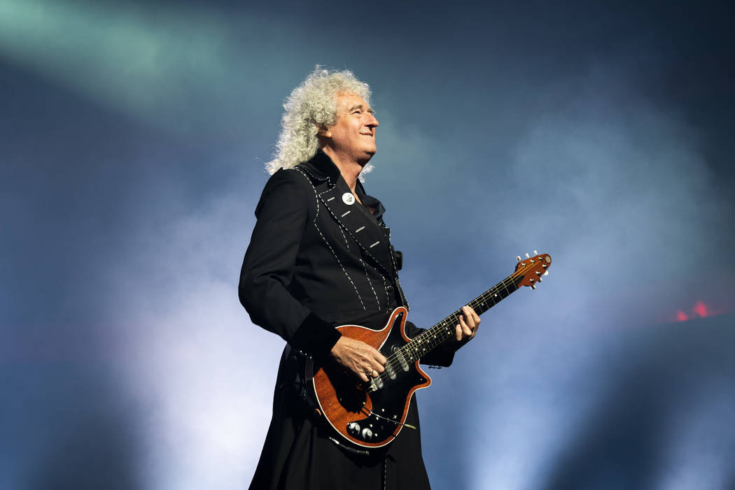 Queen guitarist Brian May performs at Park MGM theater in Las Vegas, Saturday, Sept. 1, 2018. Queen + Adam Lambert will perform 10 shows at Park Theater through September 22. (Marcus Villagran/Las ...