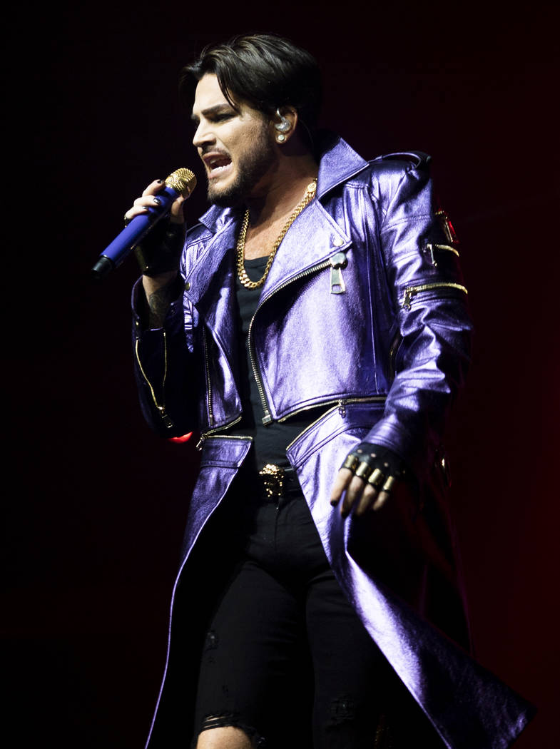 Adam Lambert performs with Queen at Park MGM theater in Las Vegas, Saturday, Sept. 1, 2018. Queen + Adam Lambert will perform 10 shows at Park Theater through September 22. (Marcus Villagran/Las V ...