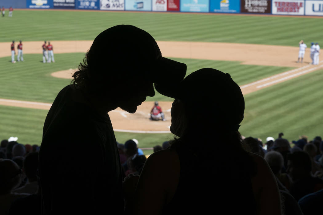 Adam Carter and girlfriend Kaela Eshenbrenner attend the last Las Vegas 51s game at Cashman Field in Las Vegas, Monday, Sept. 3, 2018. (Marcus Villagran/Las Vegas Review-Journal) @marcusvillagran