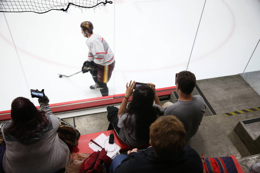 Fans watch the Vegas Golden Knights during a team practice at City National Arena in Las Vegas, Tuesday, Sept. 4, 2018. Erik Verduzco Las Vegas Review-Journal @Erik_Verduzco