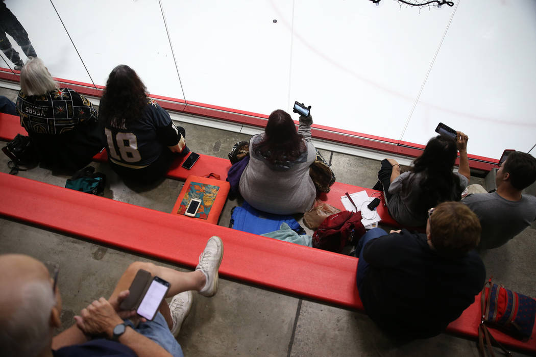 Fans watch the Vegas Golden Knights during a team practice at City National Arena in Las Vegas, Tuesday, Sept. 4, 2018. Erik Verduzco Las Vegas Review-Journal @Erik_Verduzco