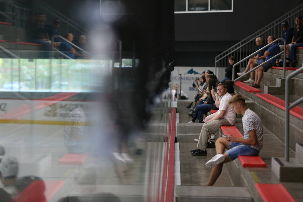 Fans watch the Vegas Golden Knights during a team practice at City National Arena in Las Vegas, Tuesday, Sept. 4, 2018. Erik Verduzco Las Vegas Review-Journal @Erik_Verduzco