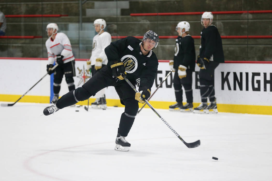 Vegas Golden Knights defenseman Nick Holden (22) during a team practice at City National Arena in Las Vegas, Tuesday, Sept. 4, 2018. Erik Verduzco Las Vegas Review-Journal @Erik_Verduzco