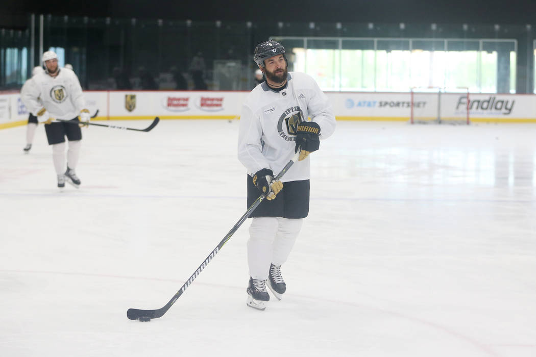 Vegas Golden Knights defenseman Deryk Engelland (5) during a team practice at City National Arena in Las Vegas, Tuesday, Sept. 4, 2018. Erik Verduzco Las Vegas Review-Journal @Erik_Verduzco