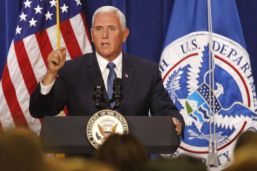 Vice President Mike Pence speaks at U.S. Immigration and Customs Enforcement at ICE headquarters, Friday, July 6, 2018, in Washington. (Jacquelyn Martin/AP)