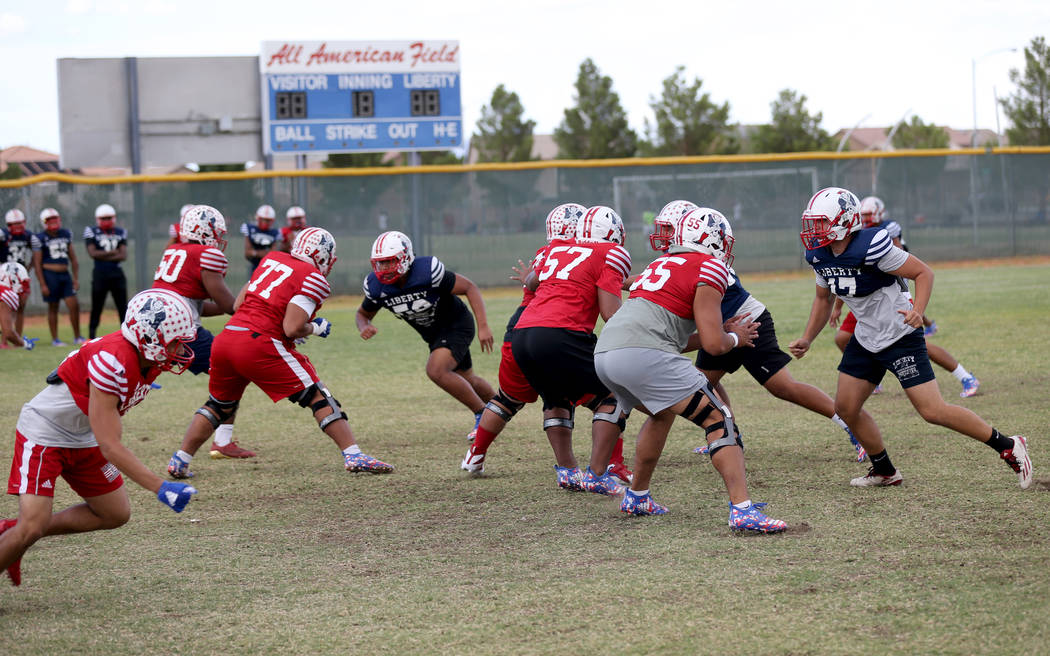 Liberty players during practice at the school in Las Vegas Wednesday, Sept. 5, 2018. K.M. Cannon Las Vegas Review-Journal @KMCannonPhoto
