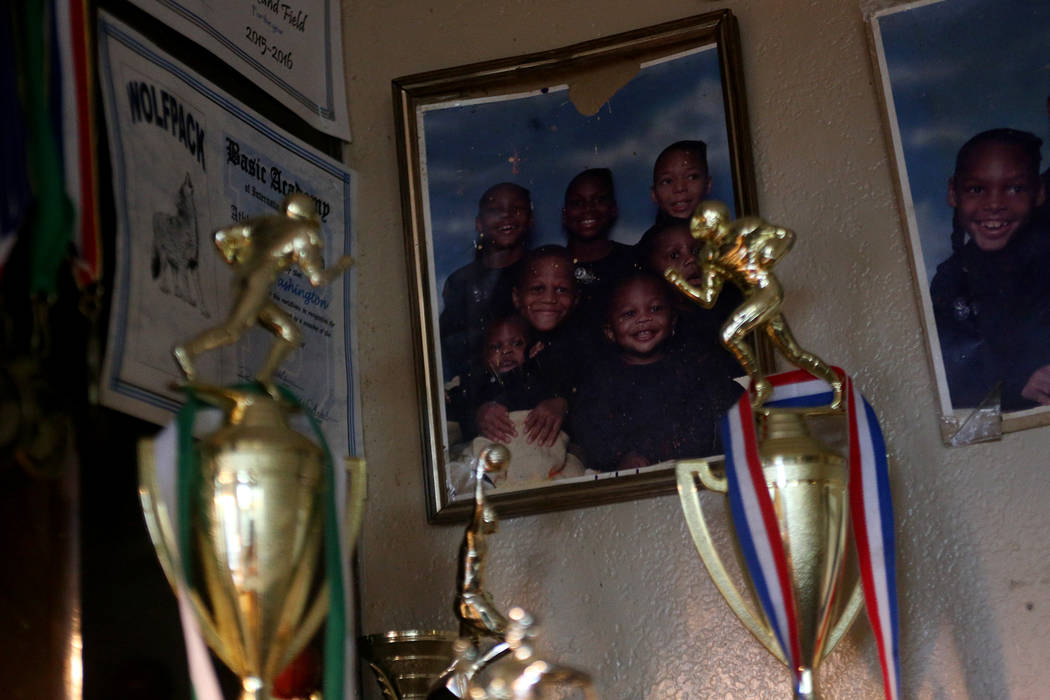 A family photo of Darnell Washington and his siblings at their home in Las Vegas, Wednesday, Sept. 5, 2018. Rachel Aston Las Vegas Review-Journal @rookie__rae