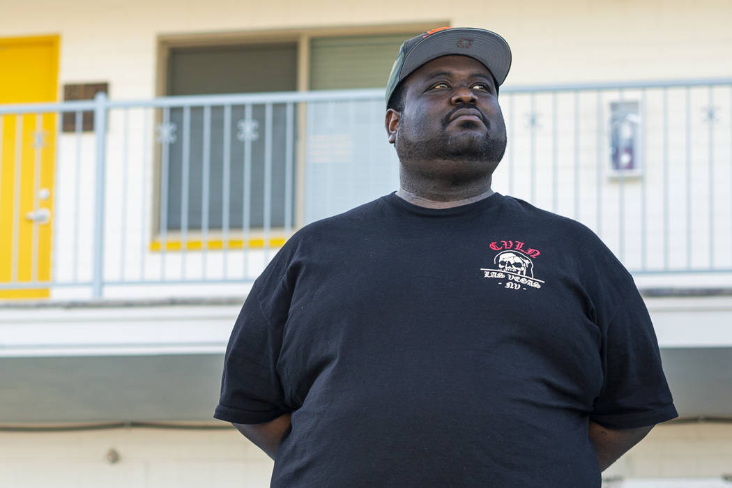 Las Vegas rapper Hassan Hamilton poses for a photograph at Fergusons Downtown in Las Vegas, Sunday, Sept. 9, 2018. (Marcus Villagran/Las Vegas Review-Journal) @marcusvillagran