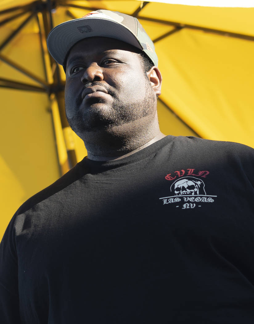 Las Vegas rapper Hassan Hamilton poses for a photograph at Fergusons Downtown in Las Vegas, Sunday, Sept. 9, 2018. (Marcus Villagran/Las Vegas Review-Journal) @marcusvillagran
