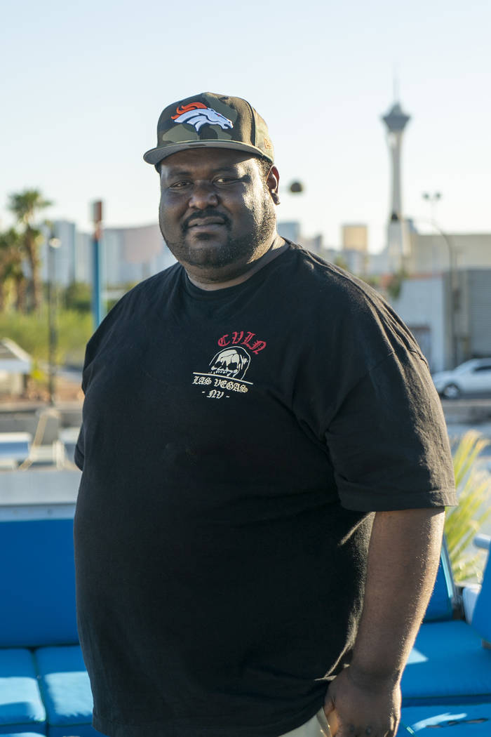 Las Vegas rapper Hassan Hamilton poses for a photograph at Fergusons Downtown in Las Vegas, Sunday, Sept. 9, 2018. (Marcus Villagran/Las Vegas Review-Journal) @marcusvillagran
