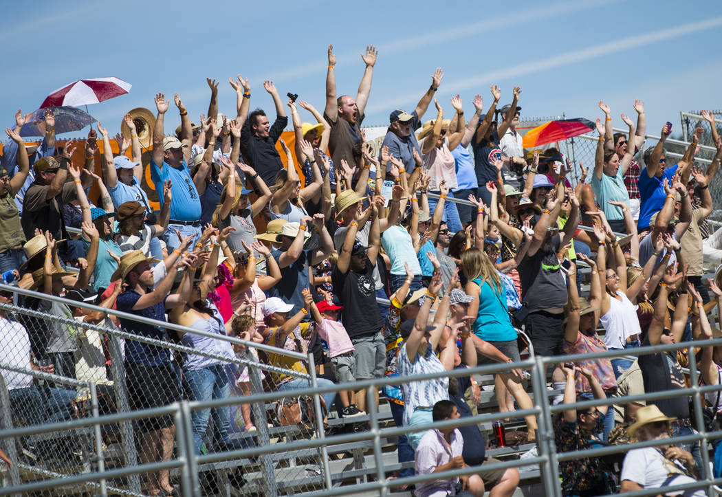 Attendees react during the first day of the 59th annual International Camel & Ostrich Races in Virginia City on Friday, Sept. 7, 2018. Chase Stevens Las Vegas Review-Journal @csstevensphoto