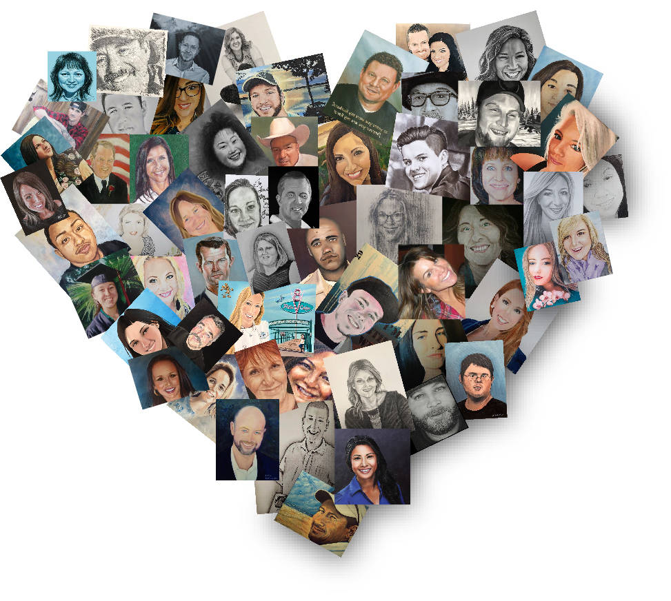 Each portrait depicts a person killed almost one year ago in the Route 91 Harvest festival shooting. (Portraits Project Facebook)