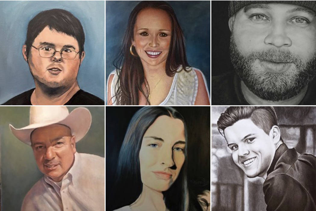 Each portrait depicts a person killed almost one year ago in the Route 91 Harvest festival shooting. (Portraits Project Facebook)