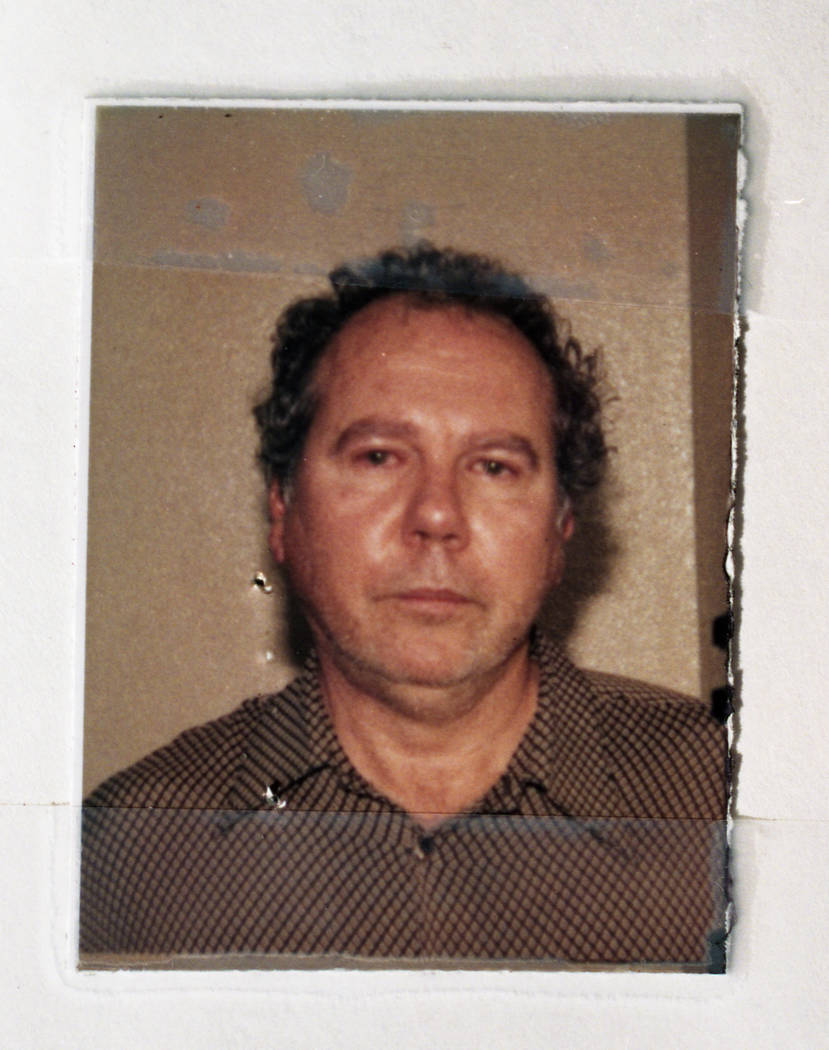 A copy photo of a mug shot of Lonnie "Ted" Binion, 54, who was arrested on charges of burglary and assault with a deadly weapon for pointing a loaded shotgun at a gas station attendent at the Texa ...
