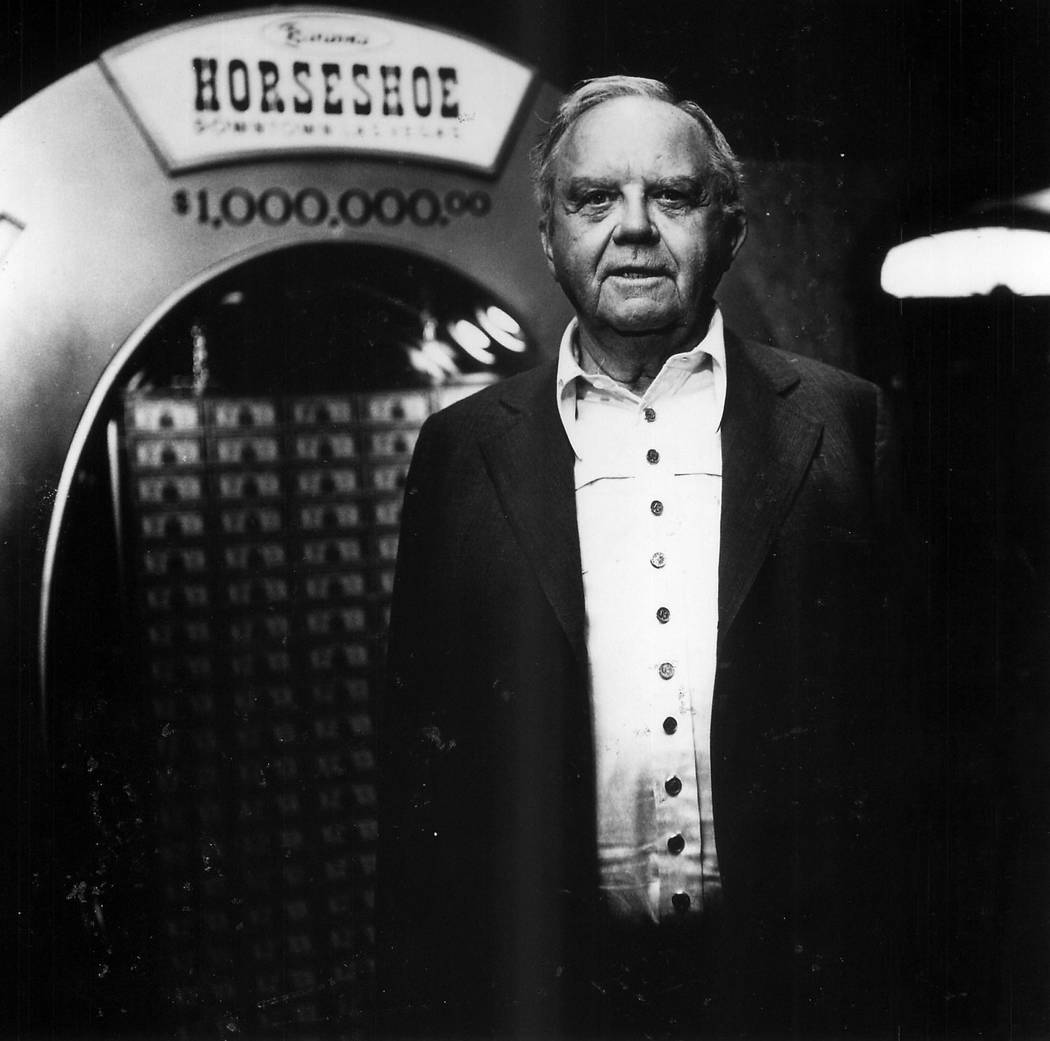 Benny Binion stands in front of the famed million-dollar horseshoe in 1982. (File Photo)