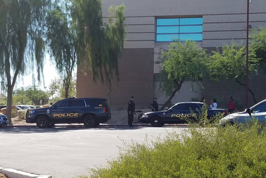 North Las Vegas police are investigating a fatal shooting near Canyon Springs High School. (Mike Shoro/Las Vegas Review-Journal)