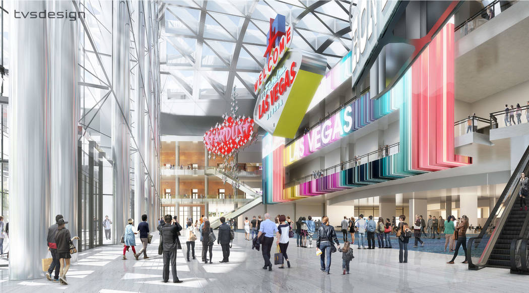 Atrium -- A design rendering, released April 10, 2018, showing how the Las Vegas Convention Center District Phase Two Expansion is expected to look on completion. (tvsdesign/Design Las Vegas)
