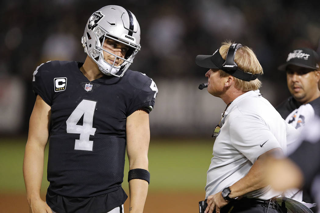 Jon Gruden, Derek Carr keep positive following Week 1 loss