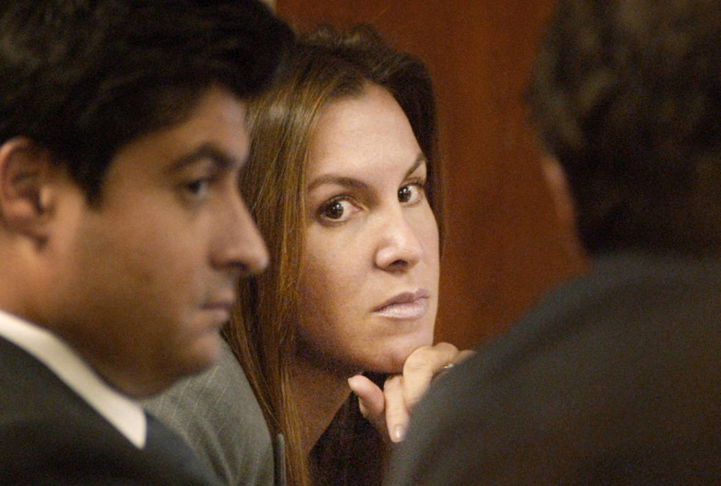 Sandy Murphy listens to testimony with her attorneys in October 2004 during the second murder trial related to the death of Ted Binion. (File Photo)
