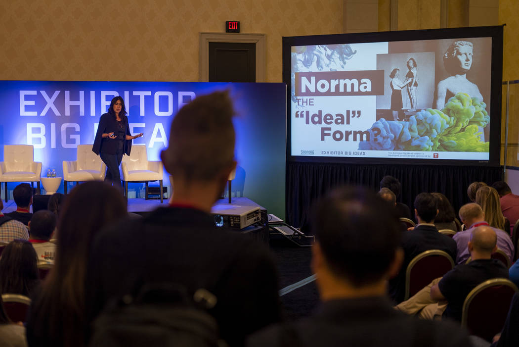 True Fit co-founder Jessica Murphy speaks at Shop.org 2018 at Sands Expo in Las Vegas, Thursday, Sept. 13, 2018. (Marcus Villagran/Las Vegas Review-Journal) @marcusvillagran