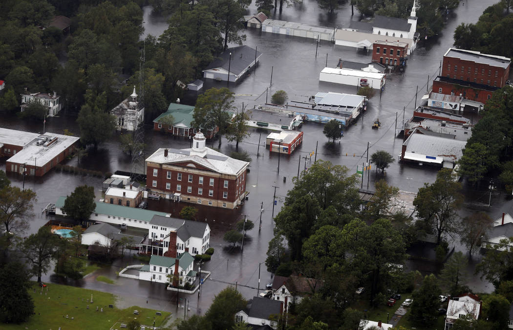 Floodwaters from Hurricane Florence inundate the town of Trenton, N.C., Sunday, Sept. 16, 2018. (Steve Helber/AP)