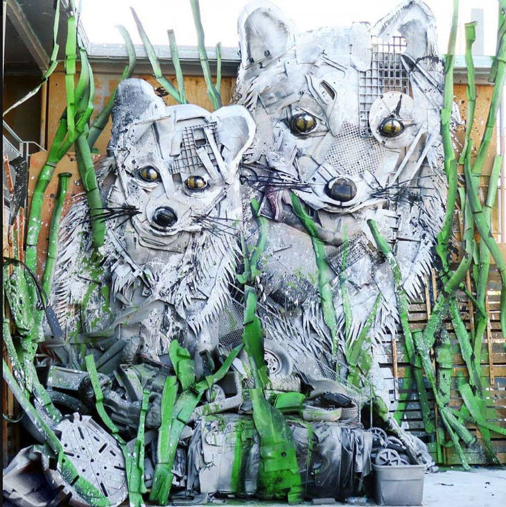 Bordalo II created “Snow Foxes,” below, which is to be part of his exhibition at this weekend’s event.