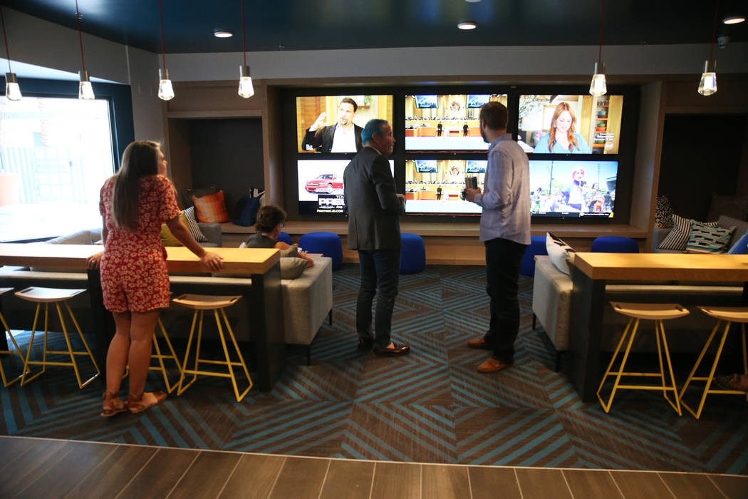 People tour the common house at Fremont9, a new apartment complex in downtown Las Vegas at Fremont and 9th Street in Las Vegas, Tuesday, Sept. 18, 2018. Erik Verduzco Las Vegas Review-Journal @Eri ...