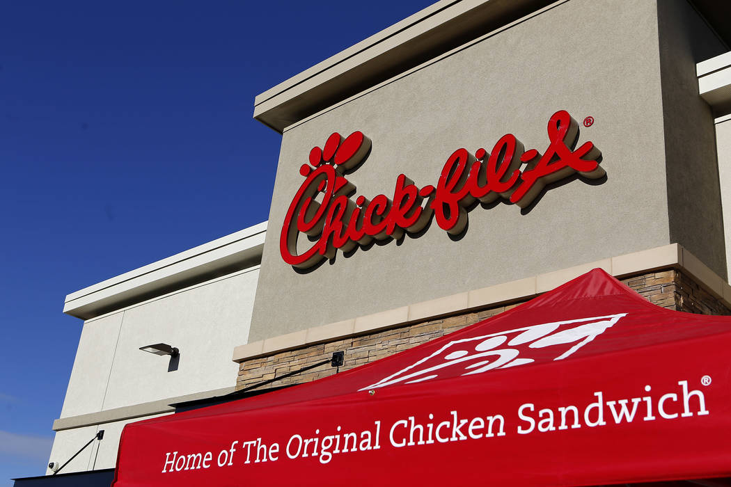 A Chick-fil-A sign at the grand opening of the restaurant on Thursday, Jan. 26, 2017, in Henderson. (Christian K. Lee/Las Vegas Review-Journal) @chrisklee_jpeg