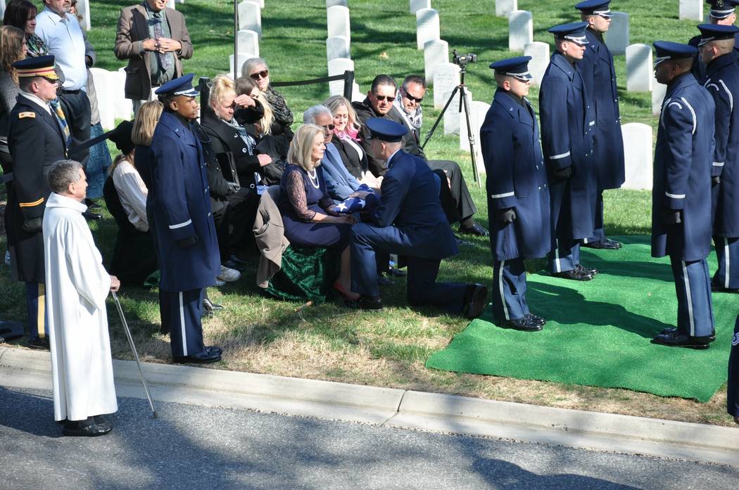 A memorial for 1st Lt. Frank Salazar was held at Arlington National Cemetery on April 18, 66 years after he disappeared. Photo courtesy of Diana Sanfilippo.