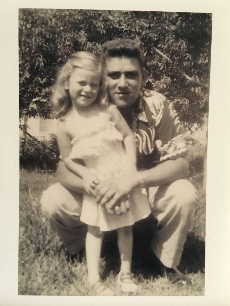 A photo of a 4-year-old Diana Sanfilippo with her father, 1st Lt. Frank Salazar, just prior to his deployment in April 1952. Photo courtesy of Diana Sanfilippo.