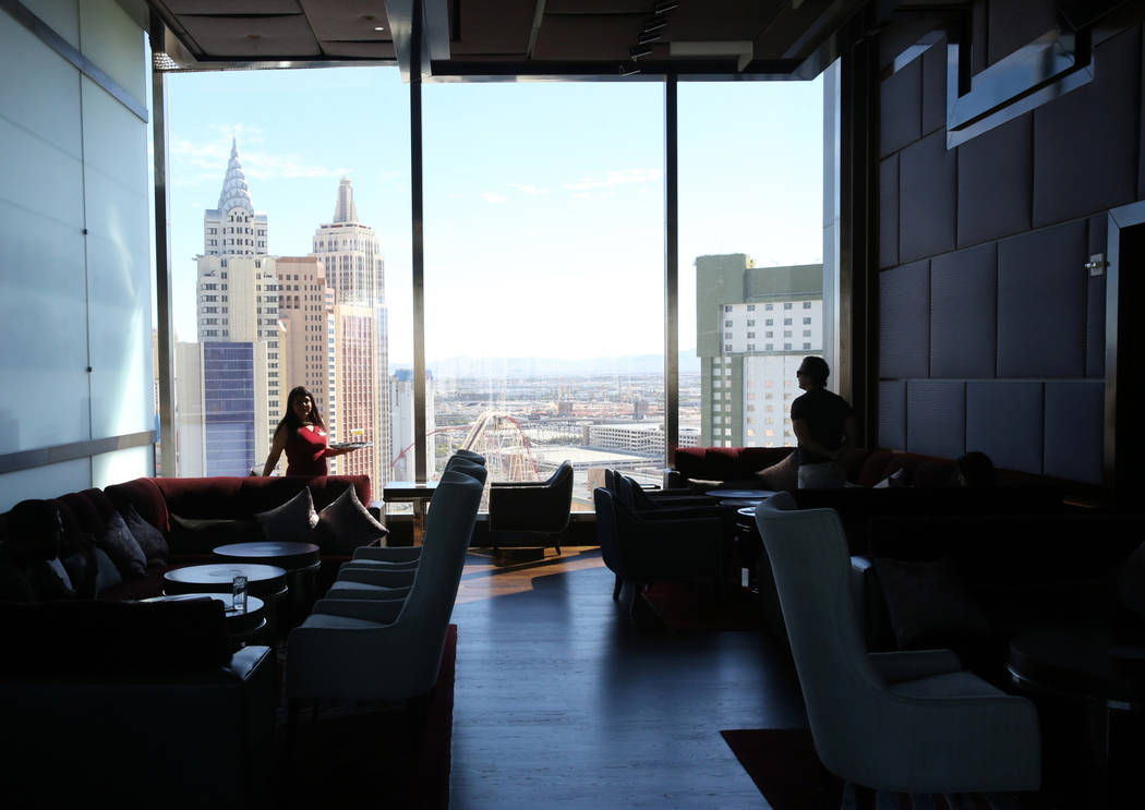 The Sky Bar at the Waldorf Astoria features new furniture on the first day for the new Las Vegas hotel formerly known as Mandarin Oriental on the Strip Friday, Aug. 31, 2018. K.M. Cannon Las Vegas ...