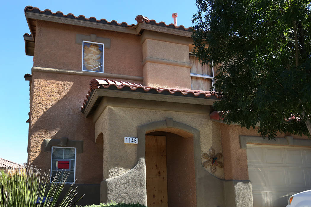 Henderson police found four people dead inside a burning house after reports of a shooting during a family disturbance in the 1100 block of Paradise Garden Drive on Friday, Sept. 21, 2018. (Bizuay ...