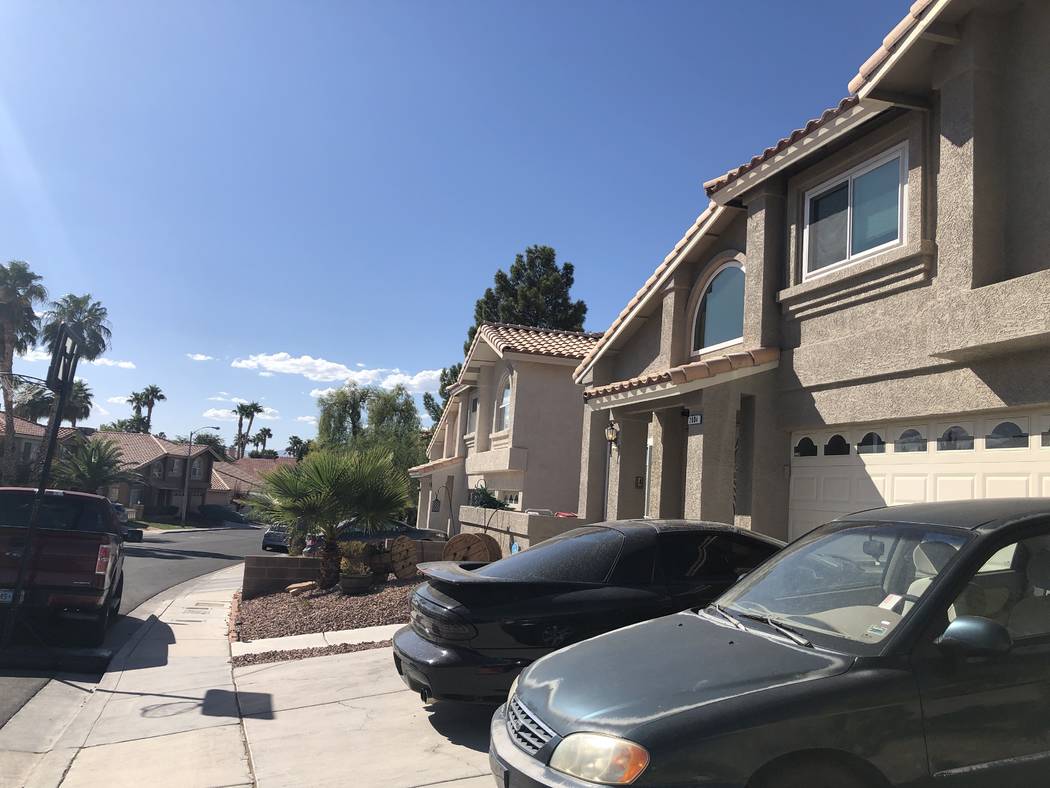 The 2800 block of Via Bel Mondo Street on Friday, September 21, 2018. A murder suicide happened in a home on the street late the night before. (Katelyn Newberg/Las Vegas Review-Journal)