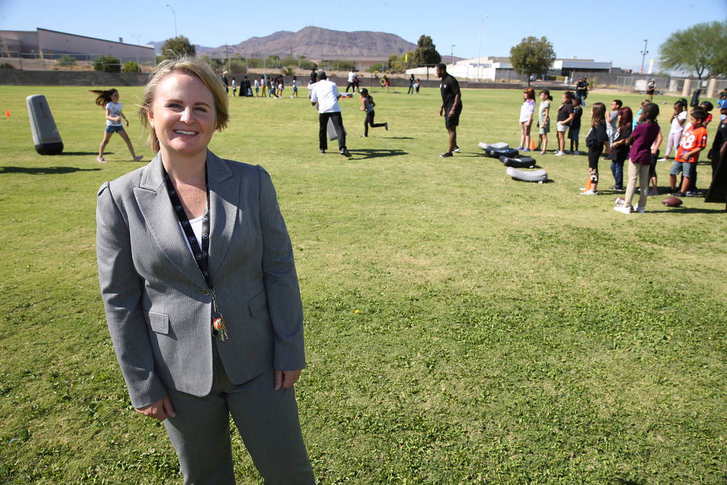 Principal Kimberly Basham at Robert Taylor Elementary School in Henderson, Tuesday, Sept. 25, 2018. The Raiders adopted the Communities In Schools of Southern Nevada resource room at Robert Taylor ...