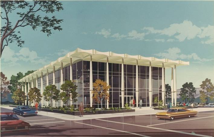 A rendering of the 1970s-era office building at 201 Las Vegas Blvd. South. (Dapper Cos.)