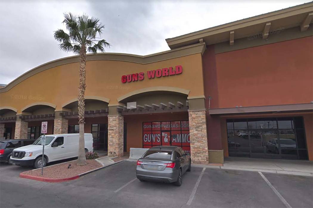 Authorities are searching for four men who stole nine handguns from Guns World in North Las Vegas earlier this month. (Google Street View)