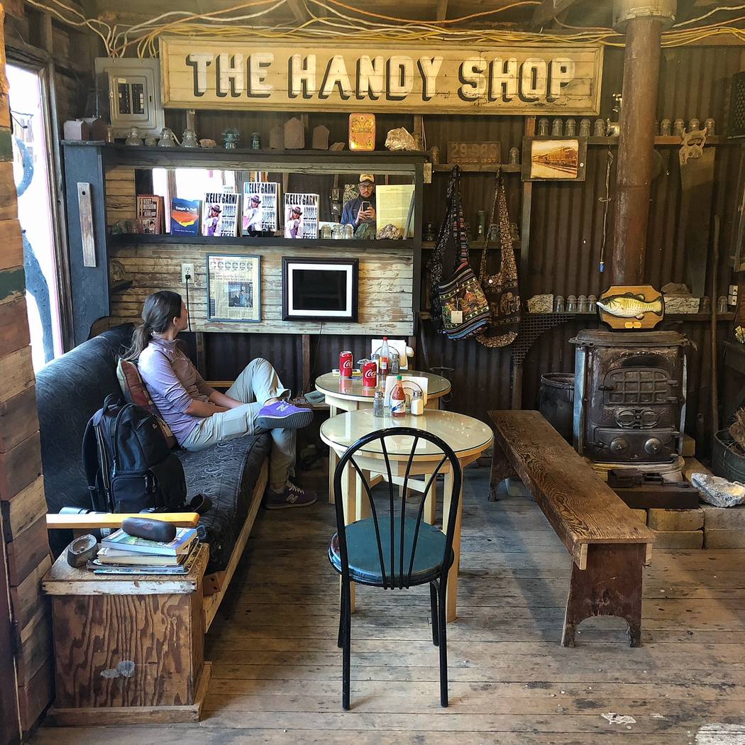 A customer inside Ghost Town Art & Coffee in Pioche on Sunday, Sept. 23, 2018. (Todd Prince/Las Vegas Review-Journal)