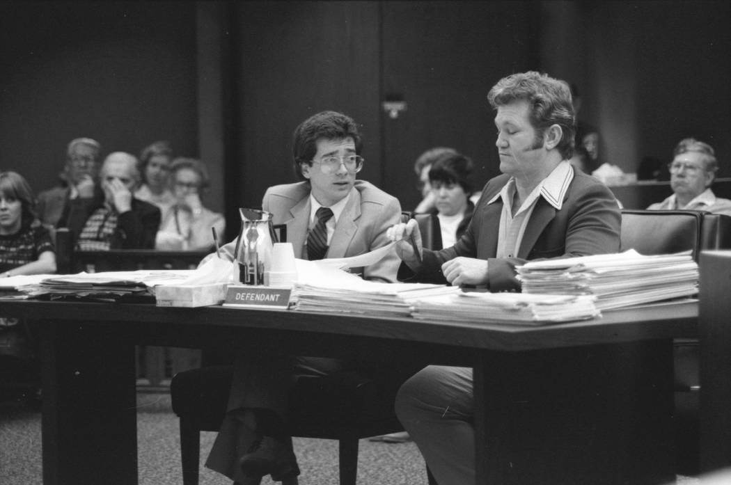 Jerald Burgess, right, seen with his attorney, Frederic Abrams, was acquitted in 1982 in the abduction of Cary Sayegh, 6, from the playground of the Albert Einstein Hebrew Day School in 1978. (Fil ...