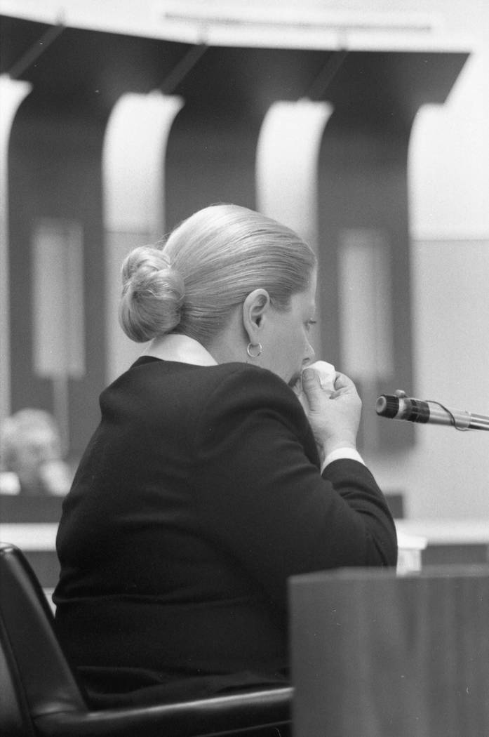 Marilyn Sayegh, mother of Cary Sayegh, testifies during a 1982 trial in the Clark County Courthouse. Jerald Burgess was charged and later acquitted in the 1978 abduction of the 6-year-old boy from ...