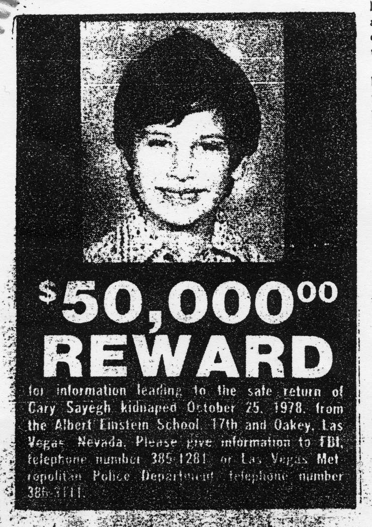 Carey Sayegh reward poster. (Las Vegas Review-Journal)