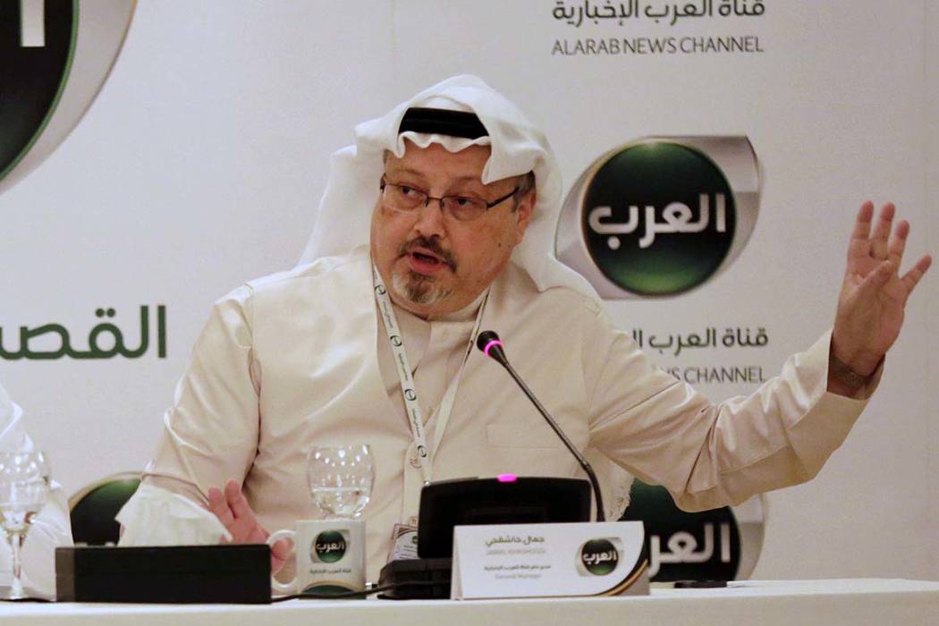 In this Dec. 15, 2014 file photo, Jamal Khashoggi, then general manager of a new Arabic news channel speaks during a press conference, in Manama, Bahrain. (Hasan Jamali, AP file)