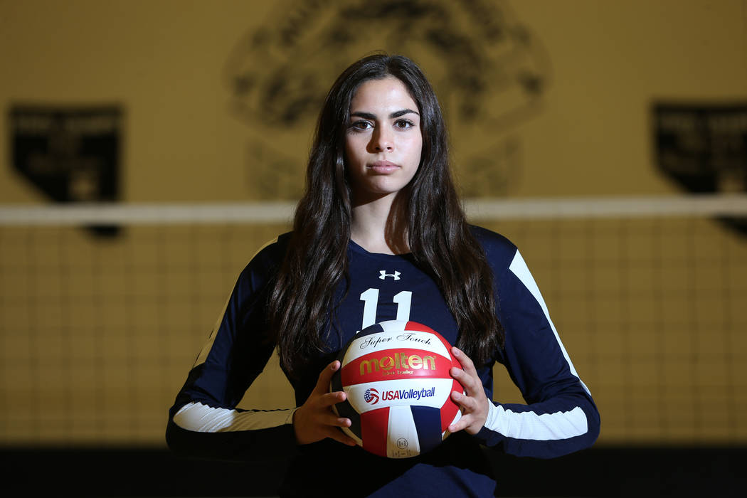 Dani Mason, 18, captain for The Meadows girl's varsity volleyball team, poses for a portrait at The Meadows School in Las Vegas, Tuesday, Oct. 9, 2018. Erik Verduzco Las Vegas Review-Journal @Erik ...