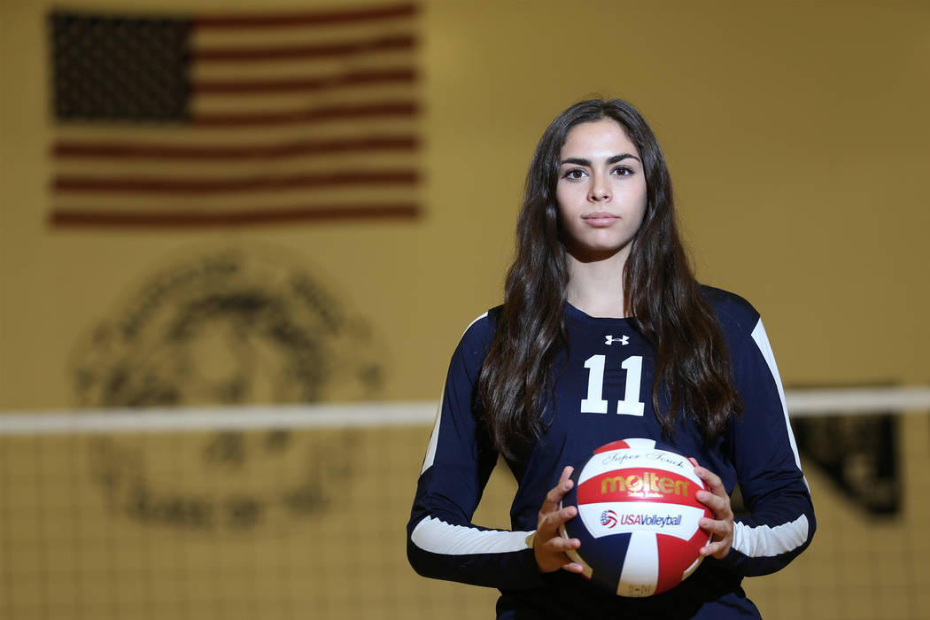 Dani Mason, 18, captain for The Meadows girl's varsity volleyball team, poses for a portrait at The Meadows School in Las Vegas, Tuesday, Oct. 9, 2018. Erik Verduzco Las Vegas Review-Journal @Erik ...