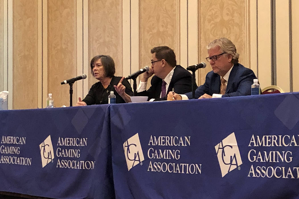 From left to right: Phyllis Gilland, senior vice president and general counsel for Golden Entertainment, Inc.; Matt Krystofiak, senior vice president of human resources for Caesars Entertainment; ...